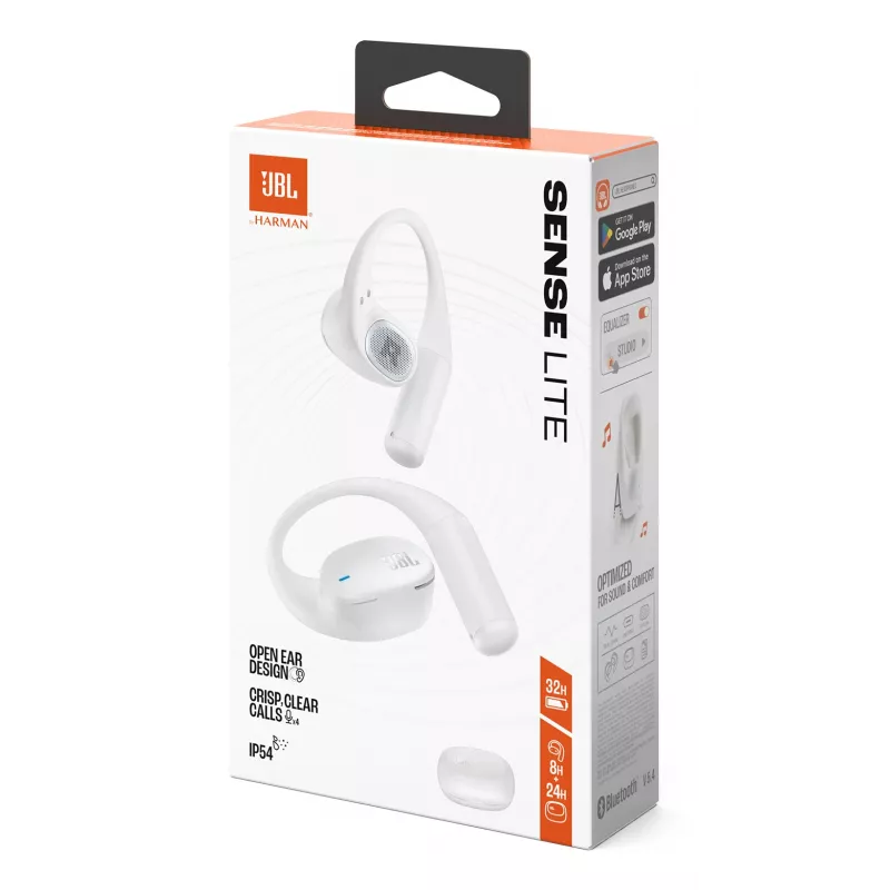 Headset JBL Sense Lite — auricolare Bluetooth wireless con archetto, intraurale, 20–20000 Hz, 83,5 g, bianco