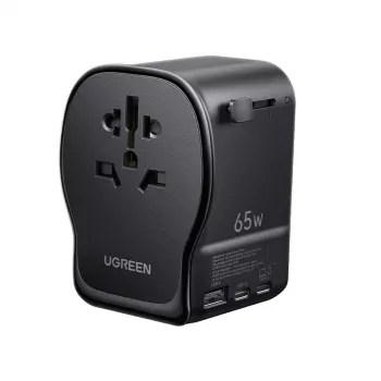 Caricabatterie da interno AC per dispositivi mobili UGREEN 55001 — 2× USB-C, 100–240 V, ricarica rapida, Nero/Grigio