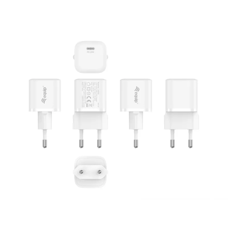 Equip Caricabatterie USB-C PD 20W 1 porta da interno AC Bianco 100-240V
