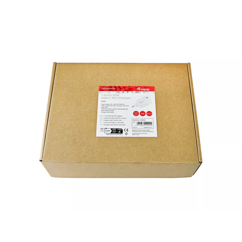 Equip Caricabatterie USB-C PD 20W 1 porta da interno AC Bianco 100-240V