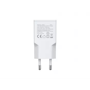 Caricabatterie da parete EQUIP 1 porta 20W GaN USB-C PD — ingresso 100–240V, uscita max 12V, bianco