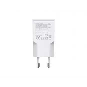 Caricabatterie EQUIP 2 porte 20W GaN slim USB PD — USB-C x1, USB-A x1, ingresso 100–240V, uscita max 12V, bianco