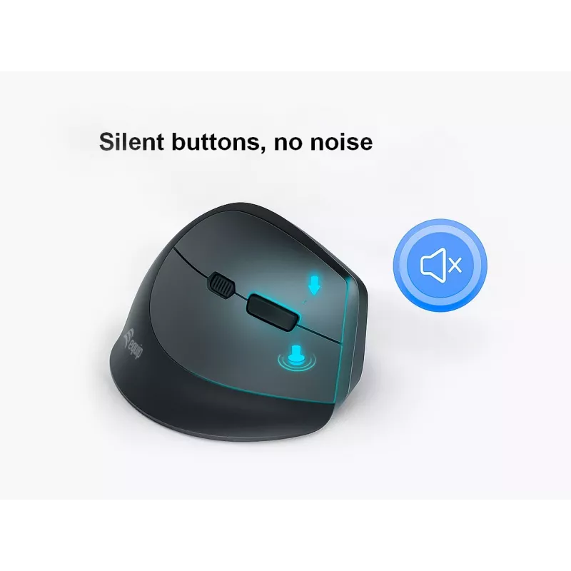 Mouse wireless verticale ergonomico EQUIP per destrimani, 1600 DPI, RF Wireless + Bluetooth, ricaricabile, 6 tasti, nero