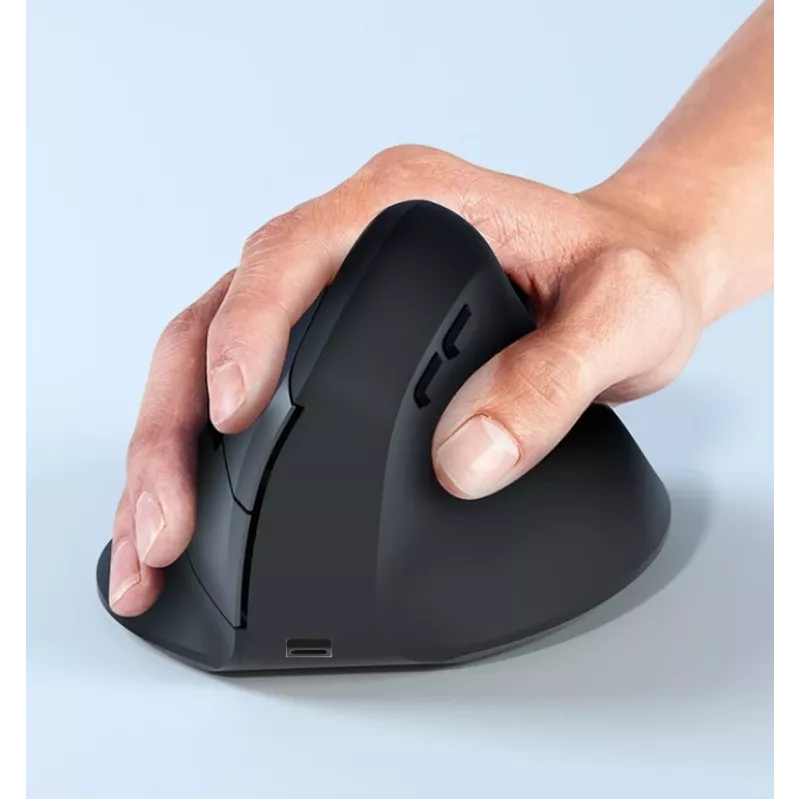 Mouse wireless verticale ergonomico EQUIP per destrimani, 1600 DPI, RF Wireless + Bluetooth, ricaricabile, 6 tasti, nero