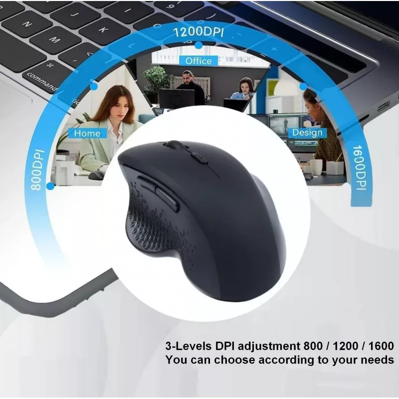 Mouse wireless dual mode ricaricabile EQUIP 6 tasti — per destrimani, ottico 1600 DPI, RF Wireless + Bluetooth, nero