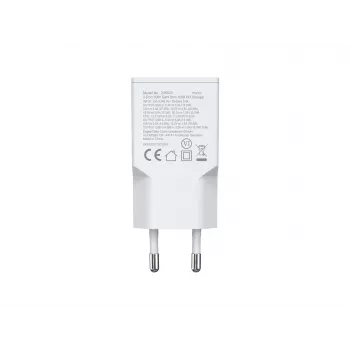 Caricabatterie EQUIP 2 porte 30W GaN slim USB PD — USB-C x1, USB-A x1, ingresso 100–240V, uscita max 20V, bianco