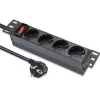 Ciabatta QOLTEC 54603 — montabile a rack 1U, ingresso 16A, 4× prese Schuko