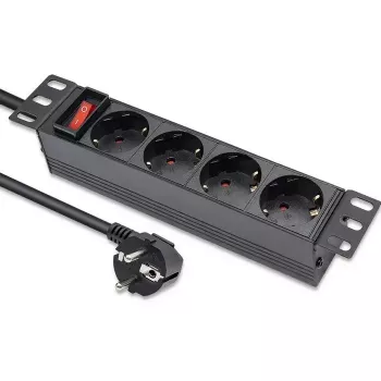 Ciabatta QOLTEC 54603 — montabile a rack 1U, ingresso 16A, 4× prese Schuko