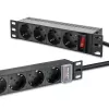 Ciabatta QOLTEC 54603 — montabile a rack 1U, ingresso 16A, 4× prese Schuko