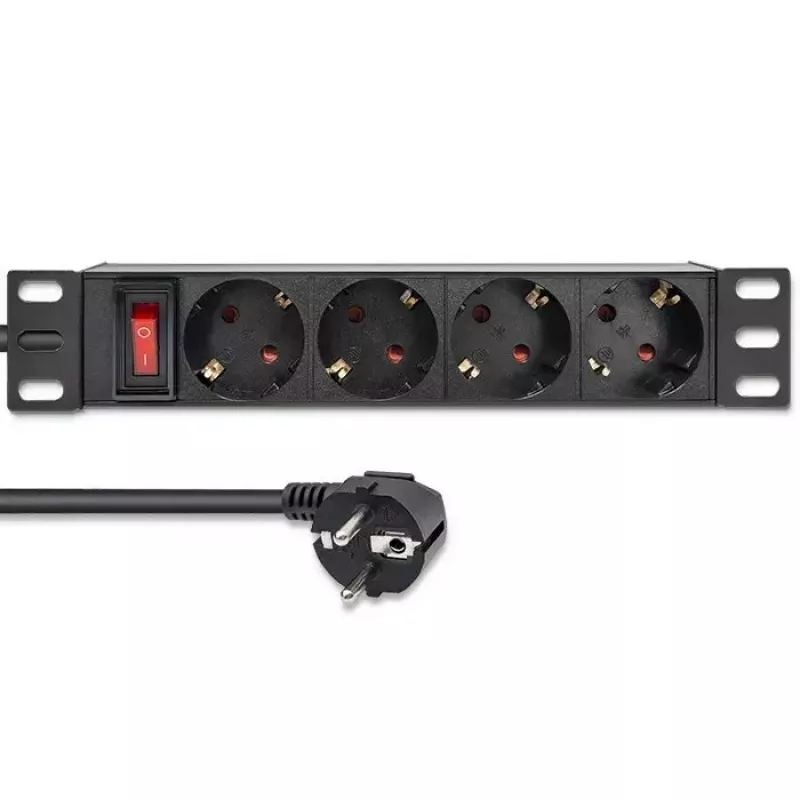 Ciabatta QOLTEC 54603 — montabile a rack 1U, ingresso 16A, 4× prese Schuko