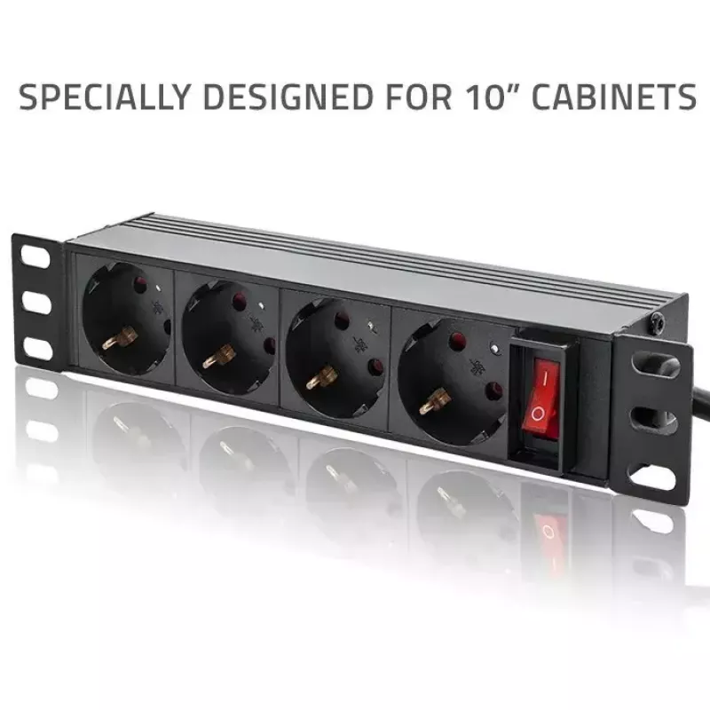 Ciabatta QOLTEC 54603 — montabile a rack 1U, ingresso 16A, 4× prese Schuko
