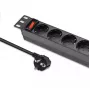 Ciabatta QOLTEC 54603 — montabile a rack 1U, ingresso 16A, 4× prese Schuko