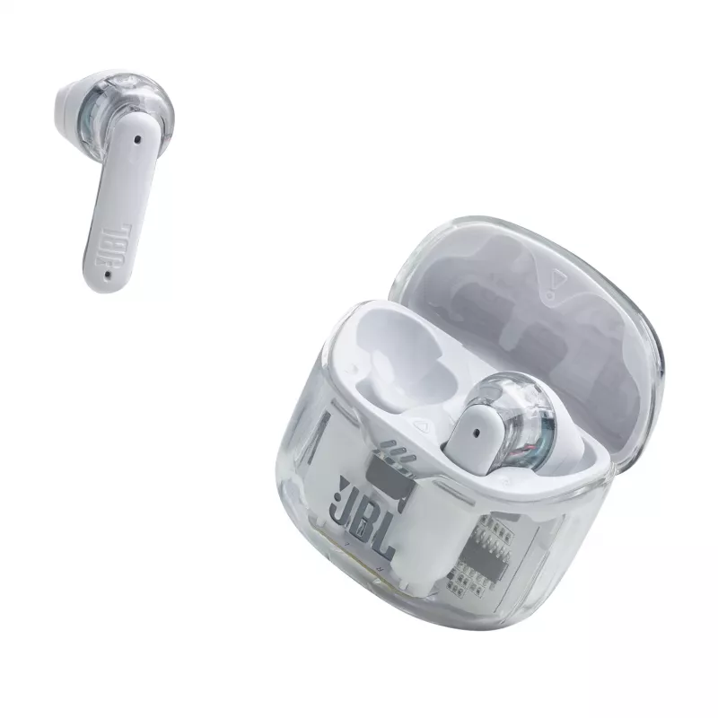 JBL Tune Flex Ghost Edition Headset True Wireless Stereo (TWS) In-ear Chiamate/Musica Bluetooth Trasparente, Bianco