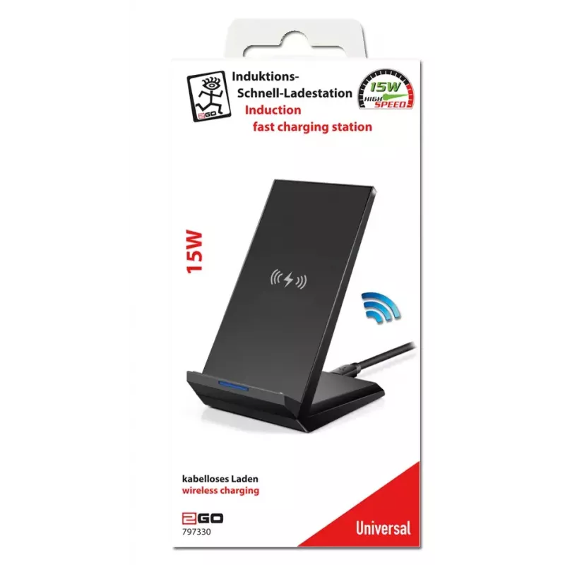 Caricabatterie da interno 2GO 797330 smartphone nero USB ricarica rapida wireless