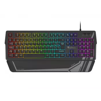 Tastiera gaming GENESIS Rhod 350 RGB – USB QWERTY spagnolo a 104 tasti full size, nero, retroilluminazione RGB, poggiapolsi