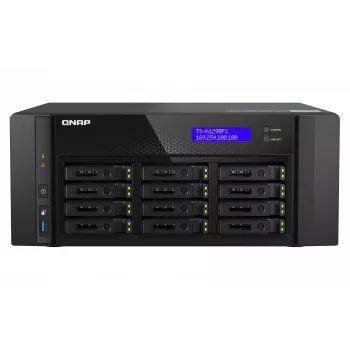 NAS Tower QNAP TS-h1290FX — EPYC 7302P 3,0 GHz, 128 GB DDR4, 12 alloggiamenti, QuTS hero, nero