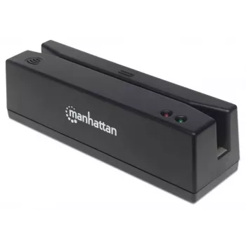 Manhattan Lettore di schede a banda magnetica USB-A, lettore a tre piste, decodificatore a tastiera, cavo 1,5 m, nero, tre anni di garanzia