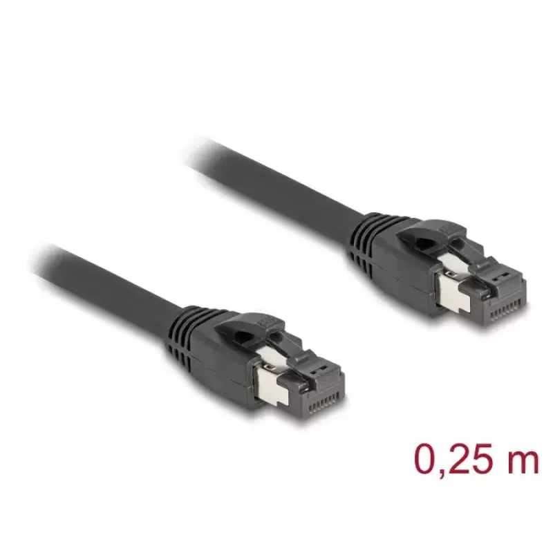 Cavo di rete RJ45 DeLOCK Cat.8.1 S/FTP 25 cm 40 Gbit/s nero