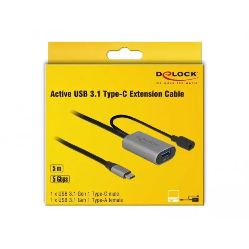 Cavo USB DeLOCK 85391 USB 3.2 Gen 1 5 m USB-A USB-C nero grigio