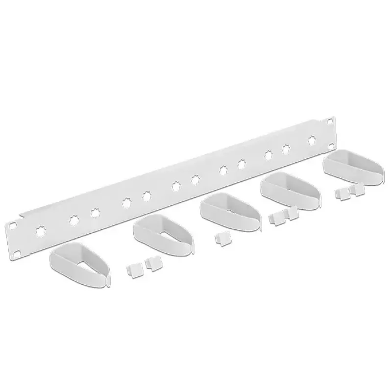 DeLock 43346 Pannello gestione cavi per rack da 19 pollici, 1U, grigio chiaro RAL 7035