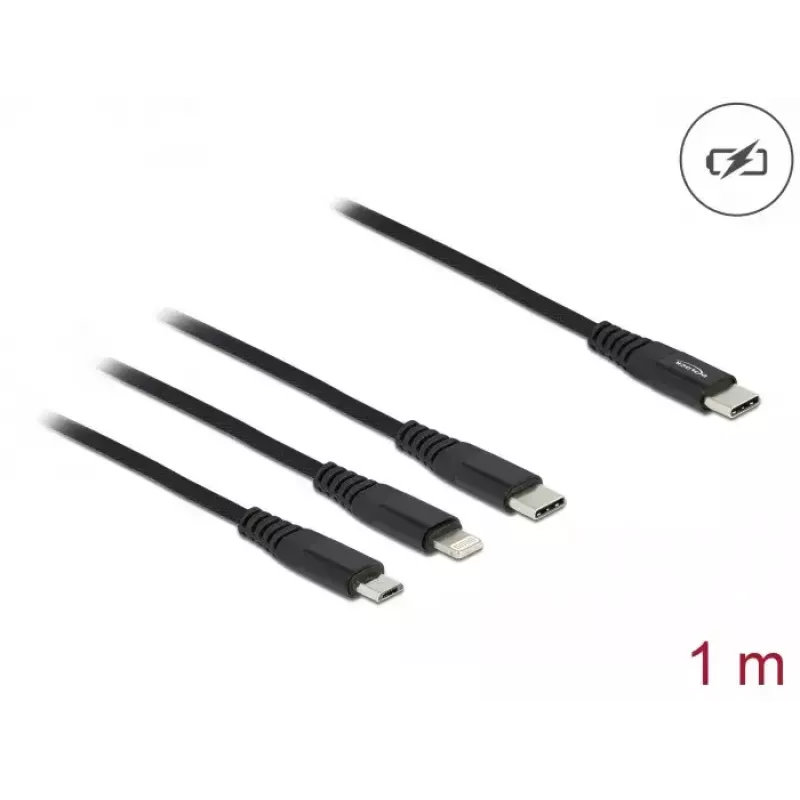 Cavo di ricarica USB DeLOCK 87149 3-in-1 USB Type-C a Lightning Micro USB 1 m