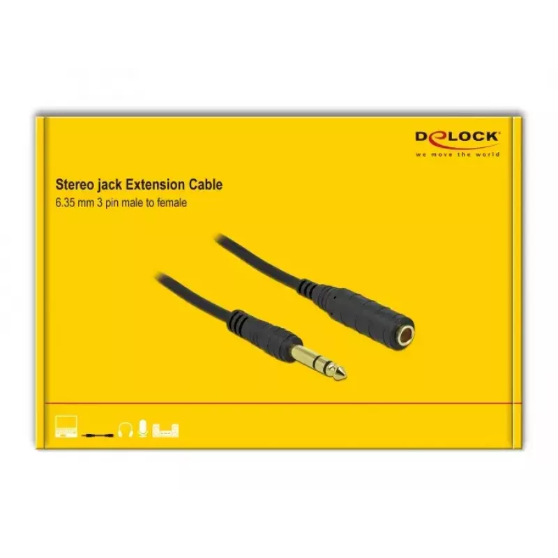 Prolunga jack stereo DeLOCK 86767 6,35 mm 5 m nero