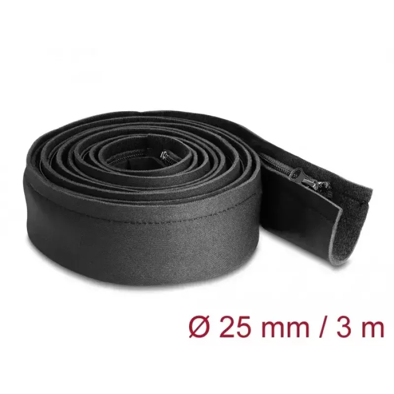 Guaina per cavi DeLOCK neoprene flessibile con cerniera 3 m x 100 mm nero