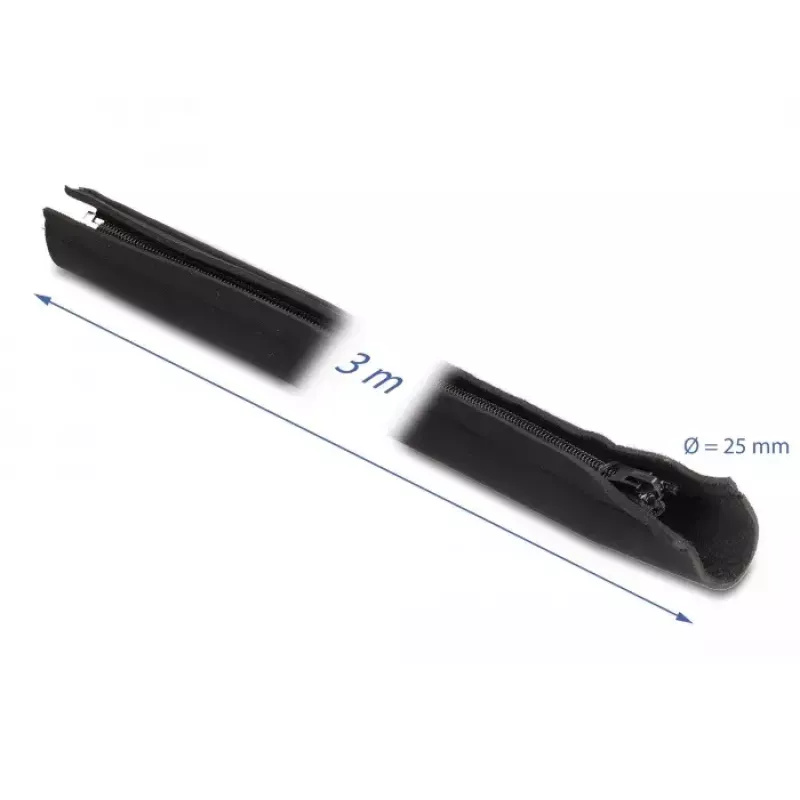 Guaina per cavi DeLOCK neoprene flessibile con cerniera 3 m x 100 mm nero
