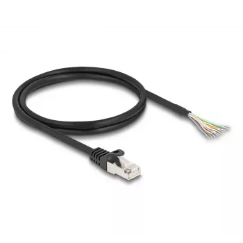 Cavo DeLOCK RJ50 maschio a fili aperti S/FTP 1 m nero