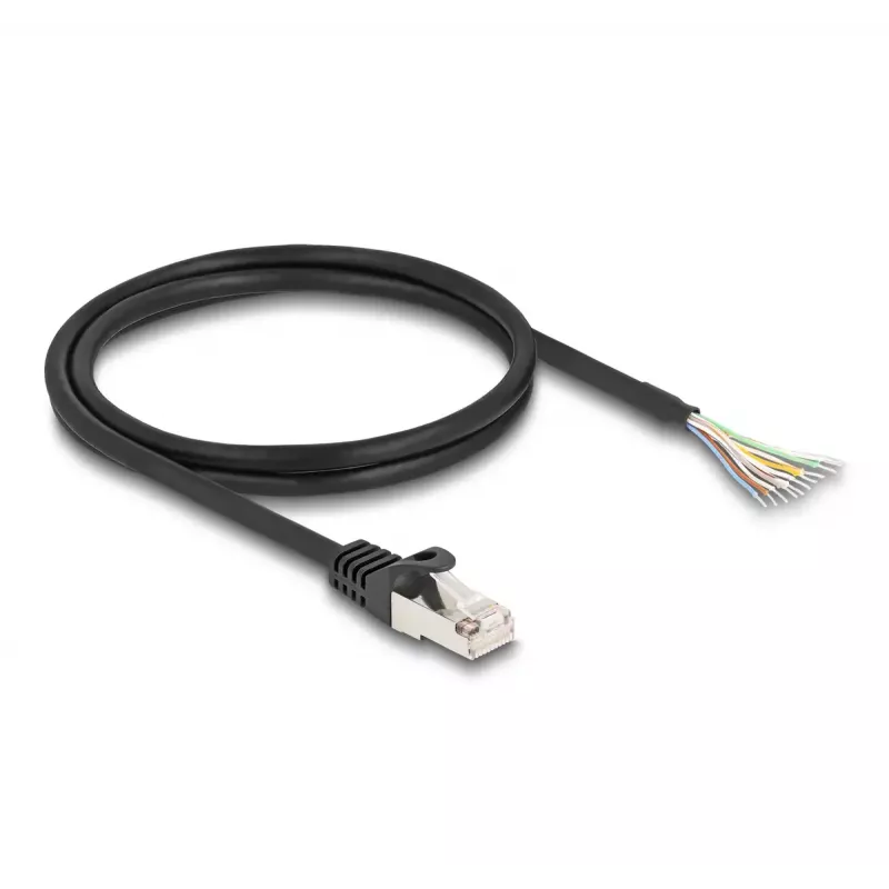 Cavo DeLOCK RJ50 maschio a fili aperti S/FTP 1 m nero