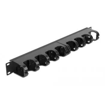Pannello di gestione cavi DeLOCK 19 pollici 10 guide cavi chiuse 1U nero