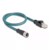 Cavo adattatore DeLOCK M12 codifica A femmina 8 poli su RJ45 maschio 50 cm