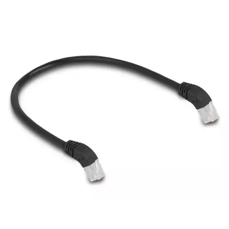 Cavo di rete DeLOCK RJ45 Cat.6A S/FTP 45° angolato verso il basso 0,5 m nero