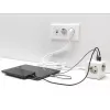 DeLOCK 11497 Cubo presa a 3 vie con cavo di prolunga da 1,5 m, caricatore USB, protezione bambini, bianco