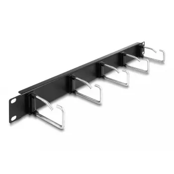 Pannello di gestione cavi DeLOCK 19 pollici 66918 con 5 ganci in metallo nero