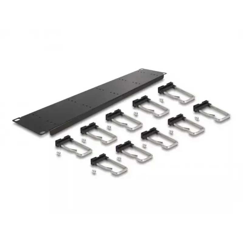 Pannello di gestione cavi DeLOCK 19 pollici 66919 con 10 ganci in metallo nero
