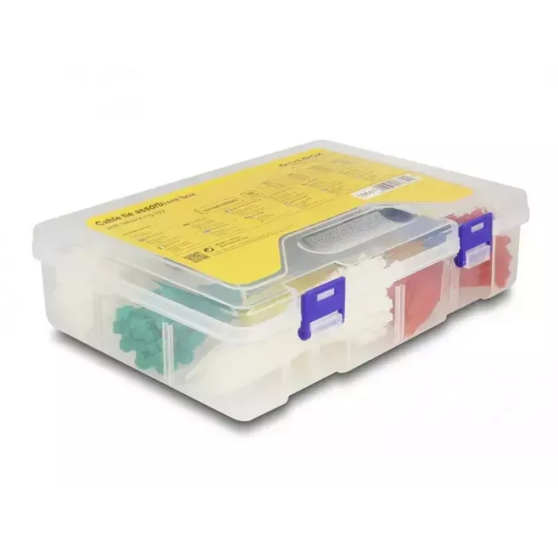 DeLOCK Scatola assortimento fascette con attrezzo di serraggio, 350 pz., multicolore