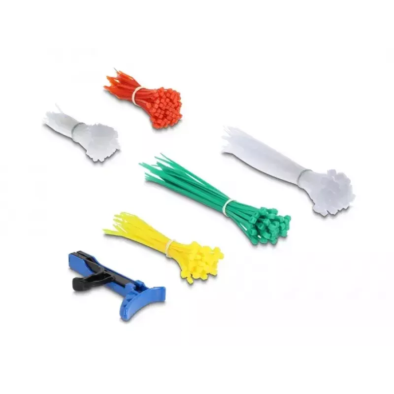 DeLOCK Scatola assortimento fascette con attrezzo di serraggio, 350 pz., multicolore