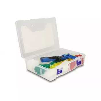 DeLOCK Scatola assortimento fascette con attrezzo di serraggio, 350 pz., multicolore