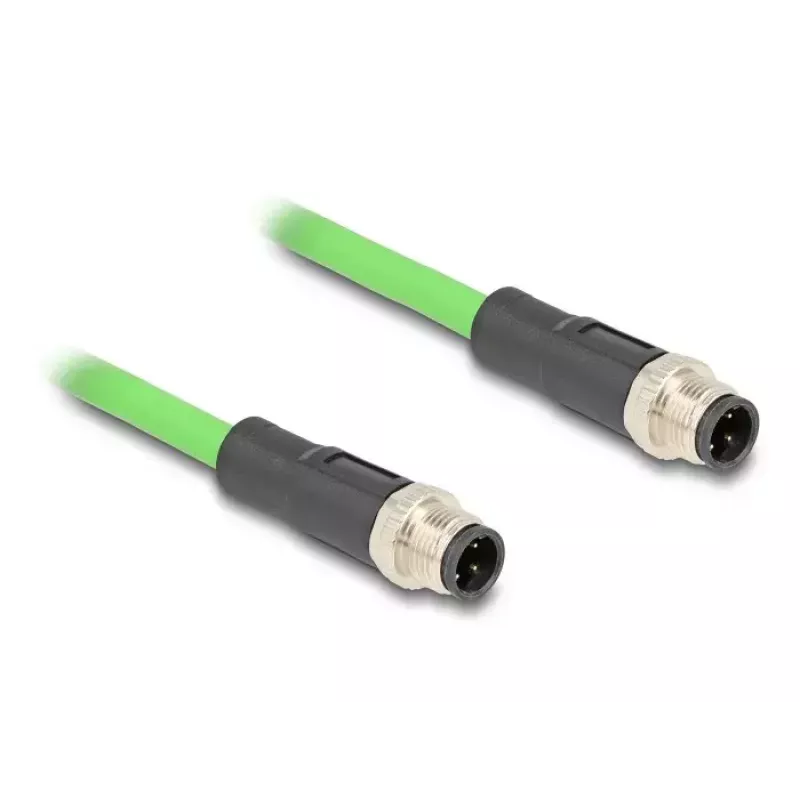 DeLOCK 80417 Cavo industriale M12 codifica D a 4 pin spina-spina, PUR (TPU), 2 m, verde