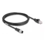 Cavo di rete DeLOCK M12 codifica A 8 poli connettore maschio su connettore maschio RJ45 Cat5e 2 m nero