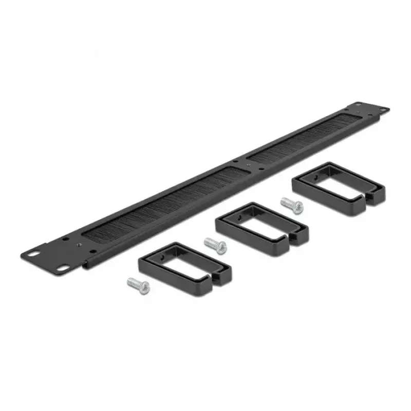 Pannello passacavi DeLOCK 19 pollici barra spazzola per cable management con 3 ganci 1U nero