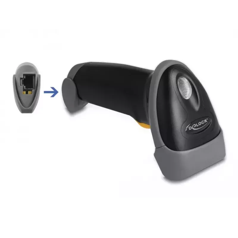 DeLOCK lettore di codici a barre USB 1D laser nero palmare con cavo 2 m