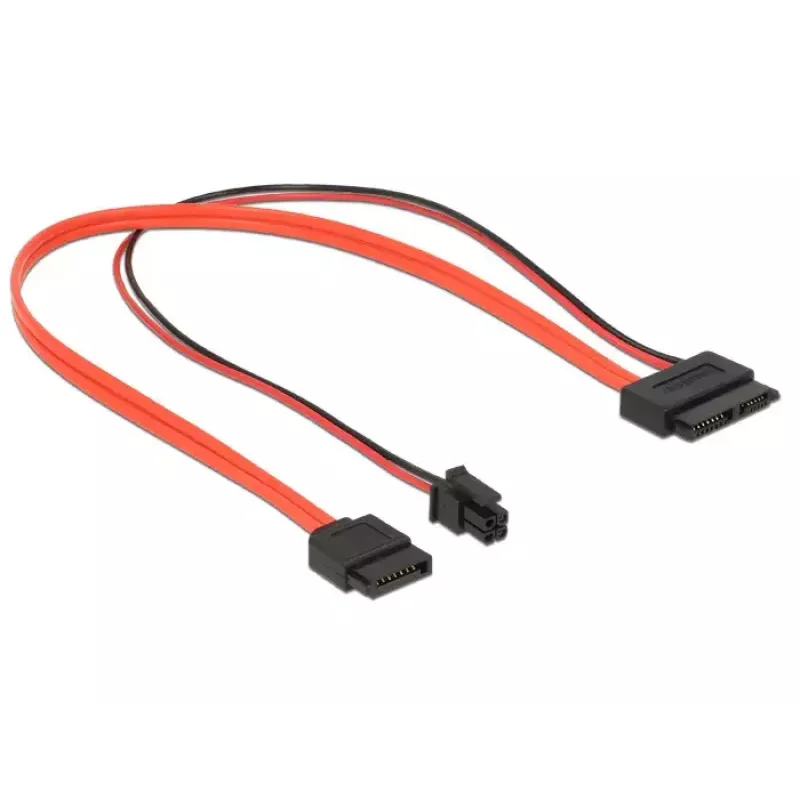 Cavo SATA DeLOCK 0,3 m SATAIII 7p + 4p/SATAIII 13p slim
