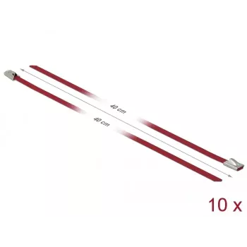Fascette DeLOCK 18779 acciaio inox rosso 400 mm 10 pz.