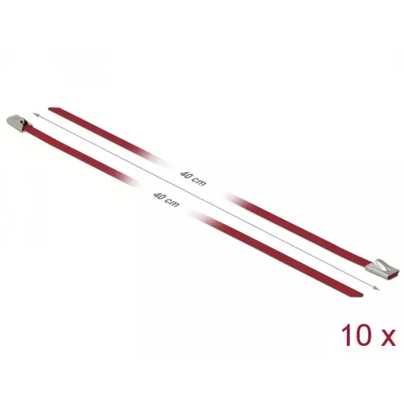 Fascette DeLOCK 18779 acciaio inox rosso 400 mm 10 pz.