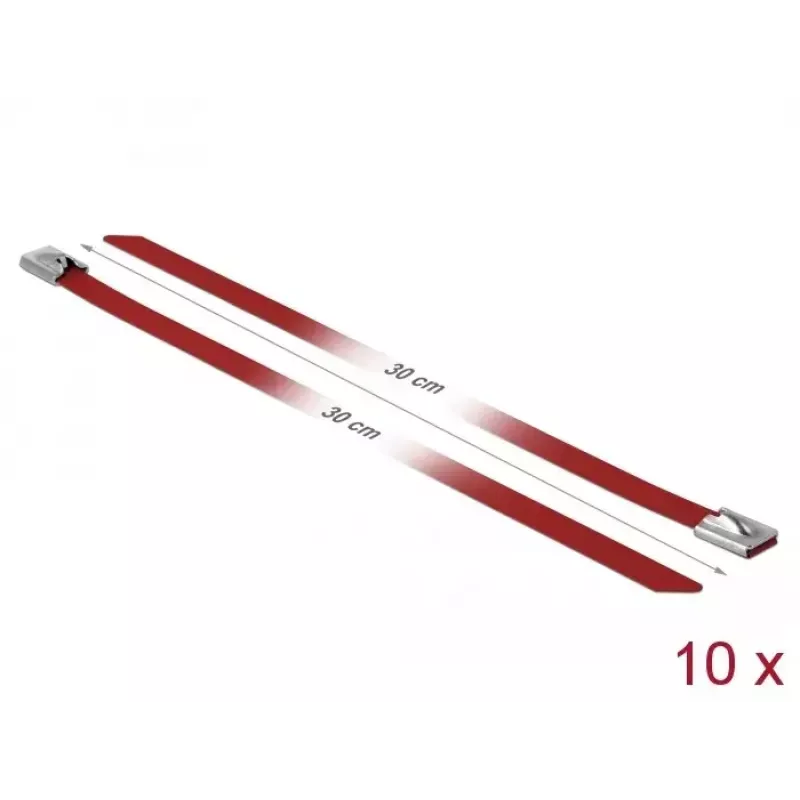 Fascette DeLOCK 18782 acciaio inox rosso 300 mm 10 pz.