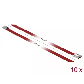 Fascette DeLOCK 18784 acciaio rosso 500 mm 10 pz.