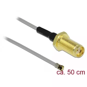 Cavo coassiale DeLOCK 90404 0,5 m SMA MHF nero oro grigio