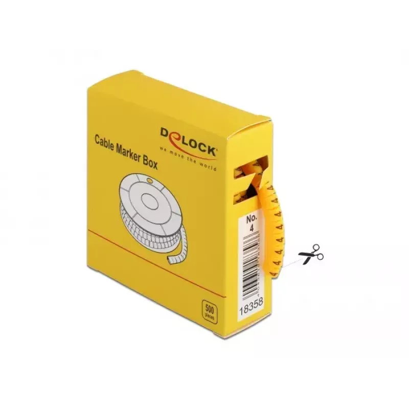 Scatola per marcatura cavi DeLOCK n. 4 giallo 500 pz.